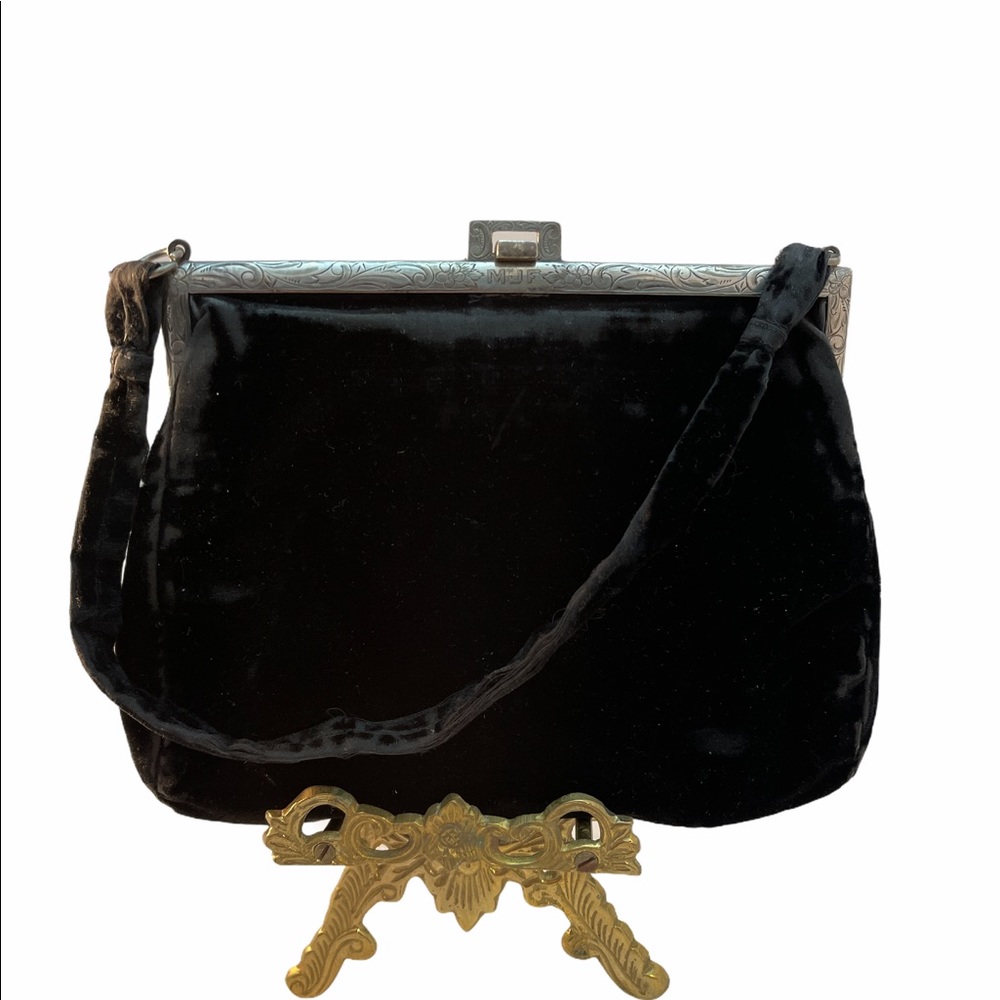- Antique Sterling silver velvet Victorian Purse 1800s